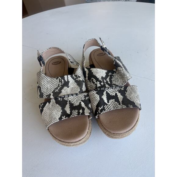 Dr. Shcolls Catch 22 Womens Slide Sandals Gray Leather Slingback Snake Print 10M - Picture 4 of 8